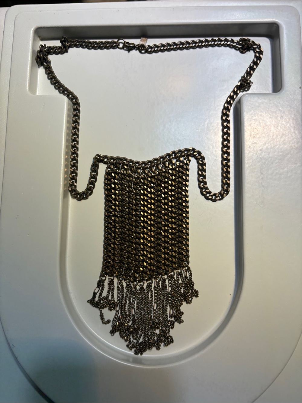 Vintage-Inspired Bronze Chain Fringe Necklace - Women Jewelry